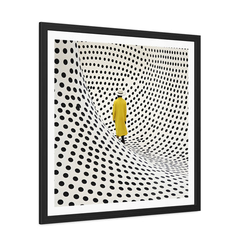 Dotted 2 - Modern Framed Poster - Yellow Coat & Polka Dot Design
