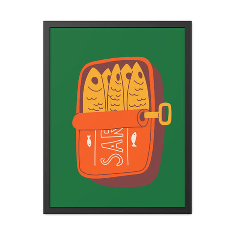 Whimsical Sardines Can Framed Poster – Quirky Wall Art for Foodies and Home Decor