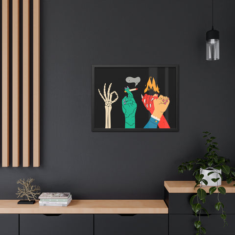Hands Up - Bold Graphic Framed Posters - Edgy Art for Home Decor