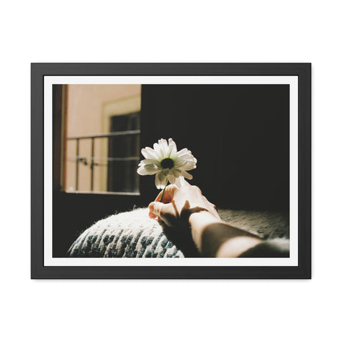 Hold Me - Elegant Framed Flower Art Poster - Serenity and Warmth for Home Decor