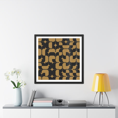 Streaks - Modern Geometric Framed Poster - Black & Gold Abstract Wall Art