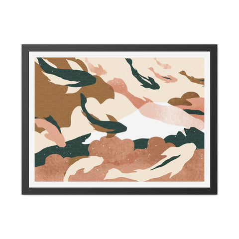 Koi Wind 1 - Abstract Fish Framed Poster - Nature-Inspired Wall Art for Home Decor