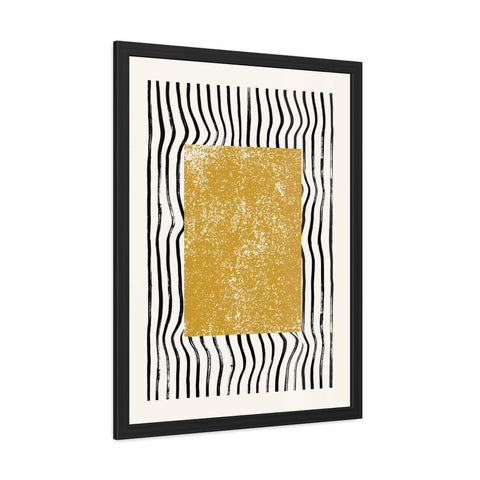 Ink Block 1 - Modern Abstract Framed Poster - Yellow and Black Art for Home Decor