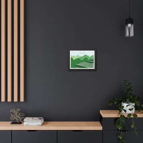 Greenscape - Serene Green Landscape Framed Poster - Nature Wall Art for Home Decor