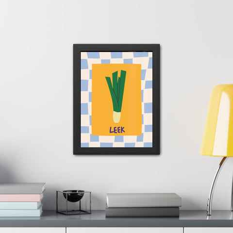 Whimsical Leek Framed Poster - Kitchen Art for Food Lovers