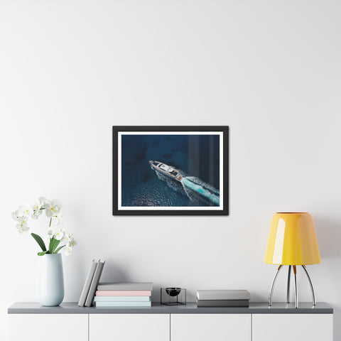 In the water - Nautical Framed Poster - Luxury Yacht at Sea Wall Art