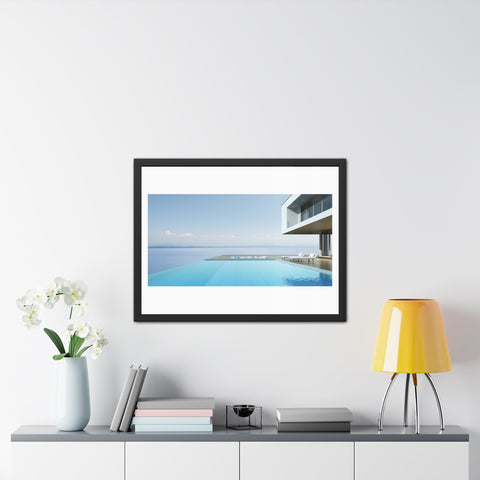 Infinity - Modern Minimalist Framed Poster - Serene Poolside View for Home Decor