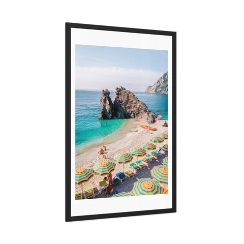 Coastal Beach Umbrellas - Framed Poster Art - Bright Summer Vibes