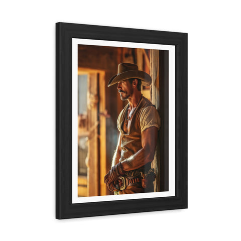 Cowboy 1 - Rustic Western Framed Poster - Cowboy Wall Art for Home Decor