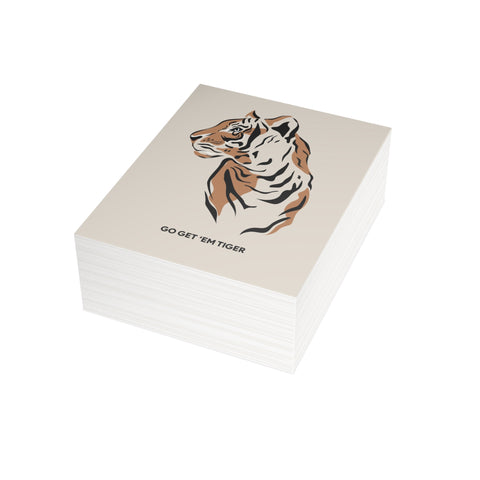 "Go Get 'Em Tiger" Motivational Greeting Card - Friendship / Best Friends Greeting Card - Illustrated, Funny, Snarky, Modern