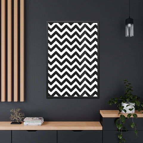 Damien 2 - Modern Chevron Framed Poster | Black & White Wall Art for Home Decor
