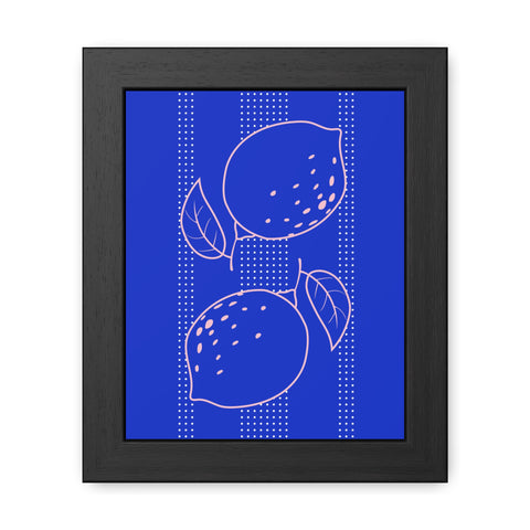 When life gives you lemons 1 - Citrus Lemon Framed Poster - Bright Blue Wall Art for Kitchen Decor