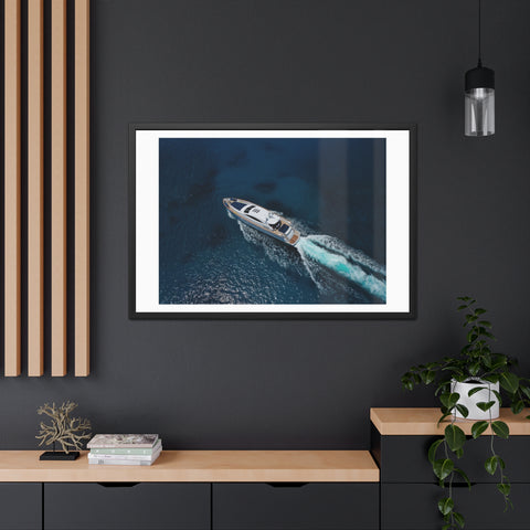 In the water - Nautical Framed Poster - Luxury Yacht at Sea Wall Art