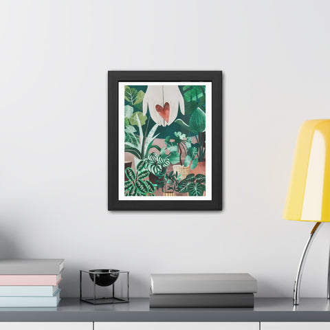 Green Thumb - Botanical Heart Framed Poster - Nature-Inspired Wall Art for Plant Lovers