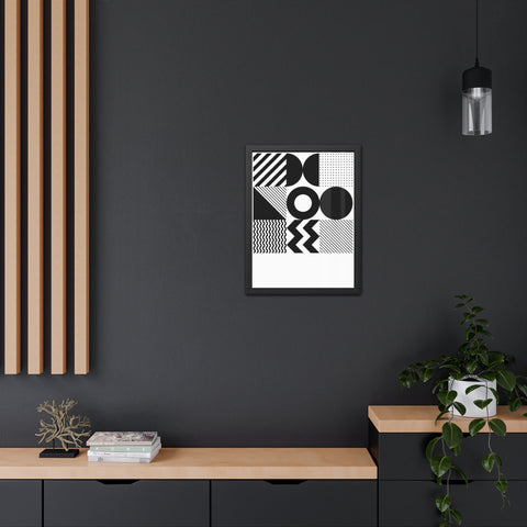 Modernica 5 - Modern Geometric Wall Art Frame - Black and White Patterns for Home Decor
