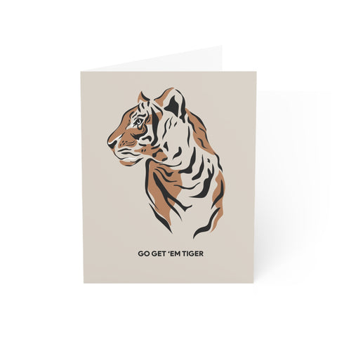 "Go Get 'Em Tiger" Motivational Greeting Card - Friendship / Best Friends Greeting Card - Illustrated, Funny, Snarky, Modern