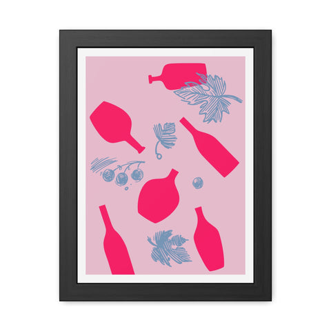 Sonoma 2 - Stylish Framed Art Print: Vibrant Bottles & Leaves Design for Home Decor