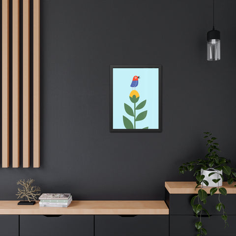 Childrana 2 - Colorful Bird & Flower Framed Poster – Cheerful Wall Art for Nature Lovers