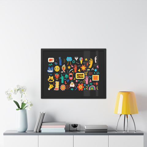 Good Vibes Framed Poster – Colorful Wall Art for Positive Energy