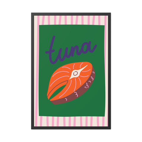 Whimsical Tuna Framed Poster - Fun Kitchen Decor for Seafood Lovers