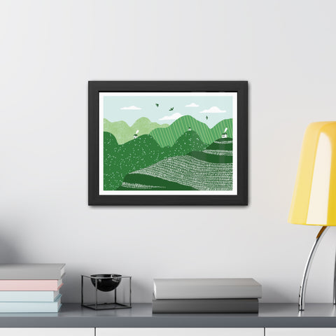 Greenscape - Serene Green Landscape Framed Poster - Nature Wall Art for Home Decor