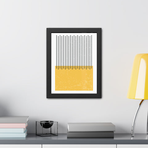 Ink Stamp 4 - Modern Minimalist Framed Poster - Abstract Yellow and Black Design