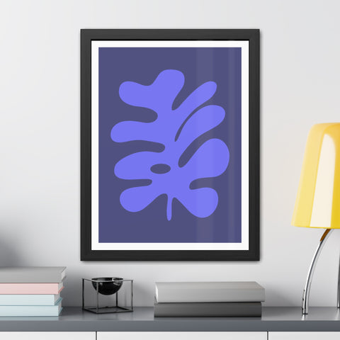 Stratica 7 - Modern Botanical Framed Poster - Abstract Blue Leaf Design for Home Decor