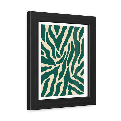 Natural formation 4- Modern Abstract Framed Poster - Green and Beige Wave Pattern Art for Home Decor