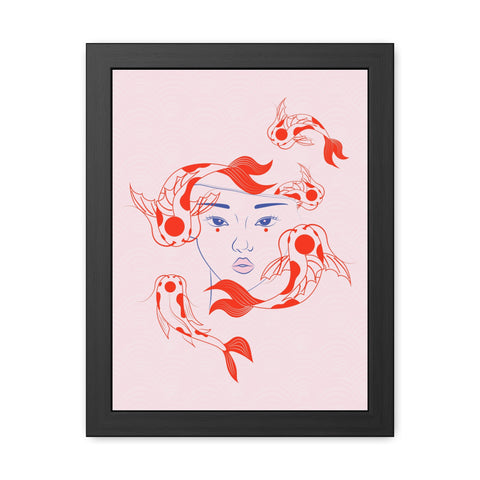 Koi Fish Art Framed Poster - Serene Wall Decoration for Home Decor Enthusiasts
