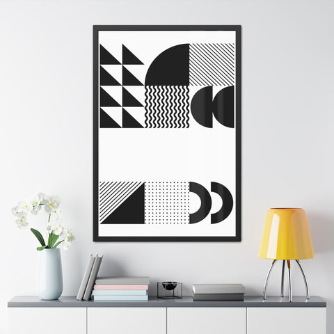 Modernica 6 - Modern Abstract Framed Poster - Black and White Geometric Wall Art