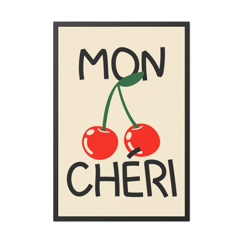 Mon Cheri Cherry Framed Poster - Fun Wall Art for Home Decor