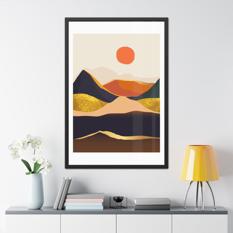South 1 - Modern Framed Landscape Poster - Abstract Mountain Art for Cozy Home Decor