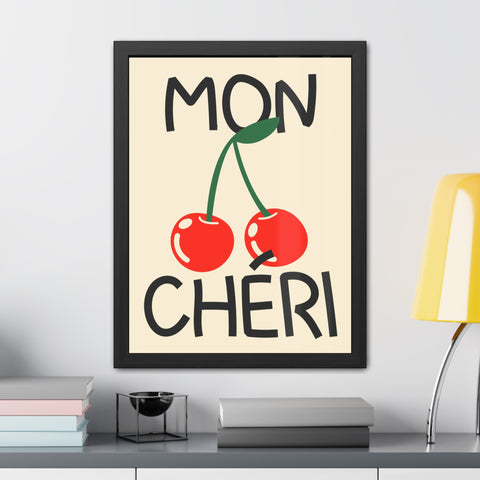 Mon Cheri Cherry Framed Poster - Fun Wall Art for Home Decor