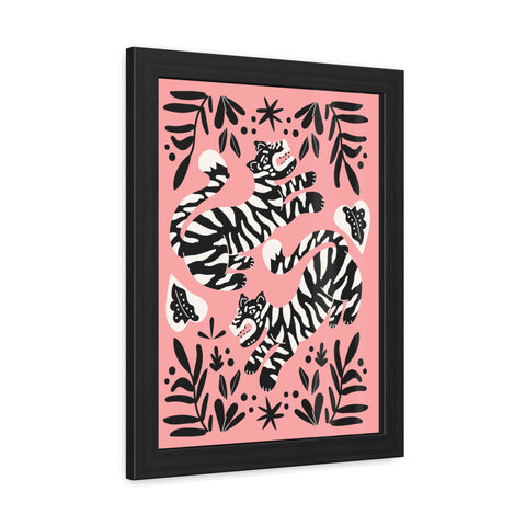 Mirror 4 - Playful Tiger Framed Poster Art for Animal Lovers - Vibrant Wall Decor