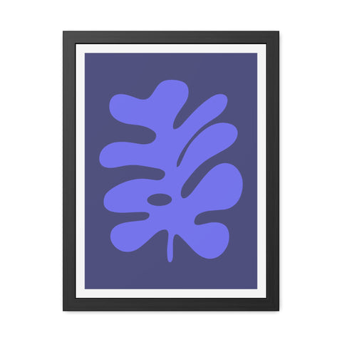 Stratica 7 - Modern Botanical Framed Poster - Abstract Blue Leaf Design for Home Decor