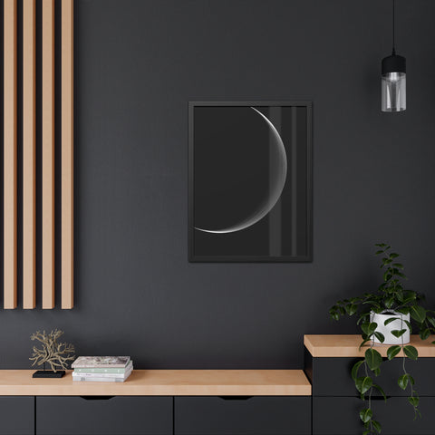 Universalis 2 - Minimalist Framed Poster - Sleek Crescent Moon Design for Modern Decor