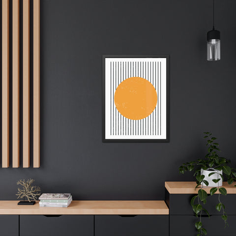 Ink Stamp 1 - Modern Geometric Framed Poster - Minimalist Art with Yellow Circle