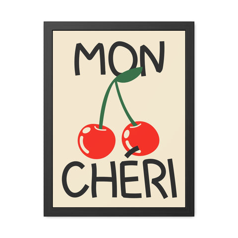 Mon Cheri Cherry Framed Poster - Fun Wall Art for Home Decor