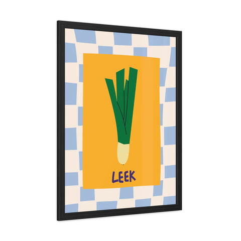 Whimsical Leek Framed Poster - Kitchen Art for Food Lovers