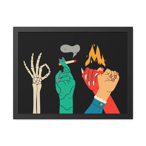 Hands Up - Bold Graphic Framed Posters - Edgy Art for Home Decor