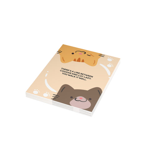 "There's a Line Between Cougar and Cat Lady" Greeting Card — Humorous Greeting Card - Illustrated, Funny, Snarky, Modern