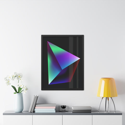 Omega 3 - Minimalist Geometric Framed Poster - Vibrant 3D Triangle Art for Modern Decor