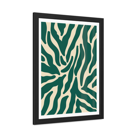 Natural formation 4- Modern Abstract Framed Poster - Green and Beige Wave Pattern Art for Home Decor