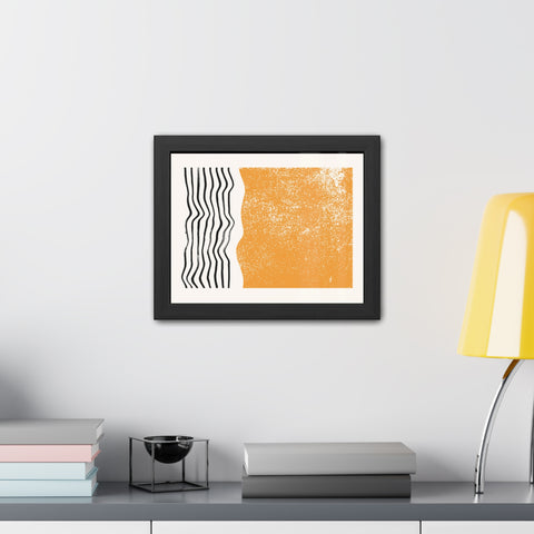 Ink Stamp 8 - Modern Abstract Framed Poster - Orange & Black Art for Home Decor