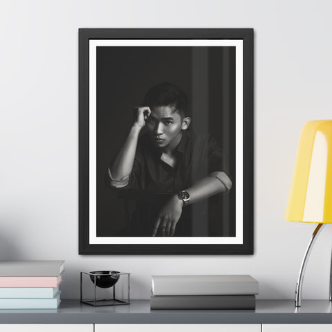 Male Portrait 1 - Elegant Framed Poster - Black and White Portrait for Modern Décor