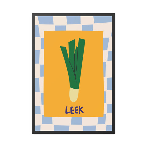 Whimsical Leek Framed Poster - Kitchen Art for Food Lovers