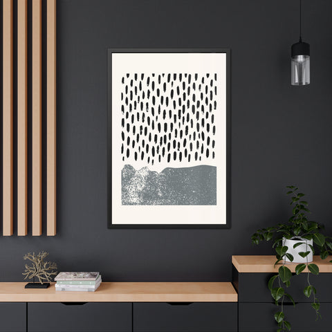 Ink Block 2 - Modern Minimalist Framed Poster - Black and White Abstract Art for Home Décor