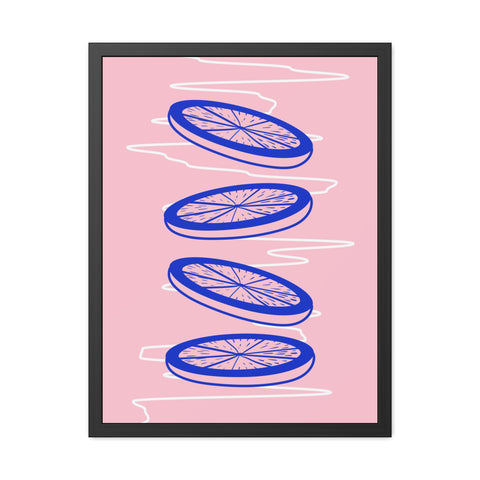 When life gives you lemons 6 - Trendy Framed Poster - Vibrant Blue Citrus Slices Art for Modern Home Decor