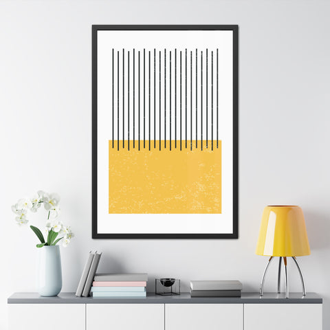 Ink Stamp 4 - Modern Minimalist Framed Poster - Abstract Yellow and Black Design