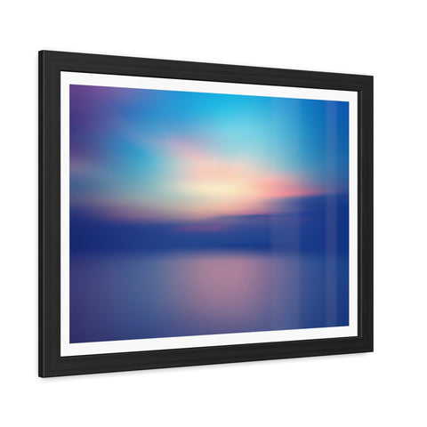 Ariel Sunset - Calming Framed Poster - Abstract Blue and Pink Wall Art for Home Decor